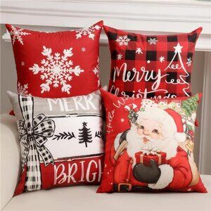 Christmas Decorations, Double Sided Throw Pillow Covers 4 Pack (18x18)